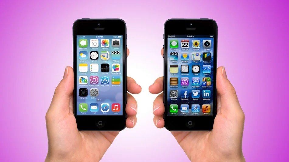 iOS 6 on the right, iOS 7 on the left.&nbsp;