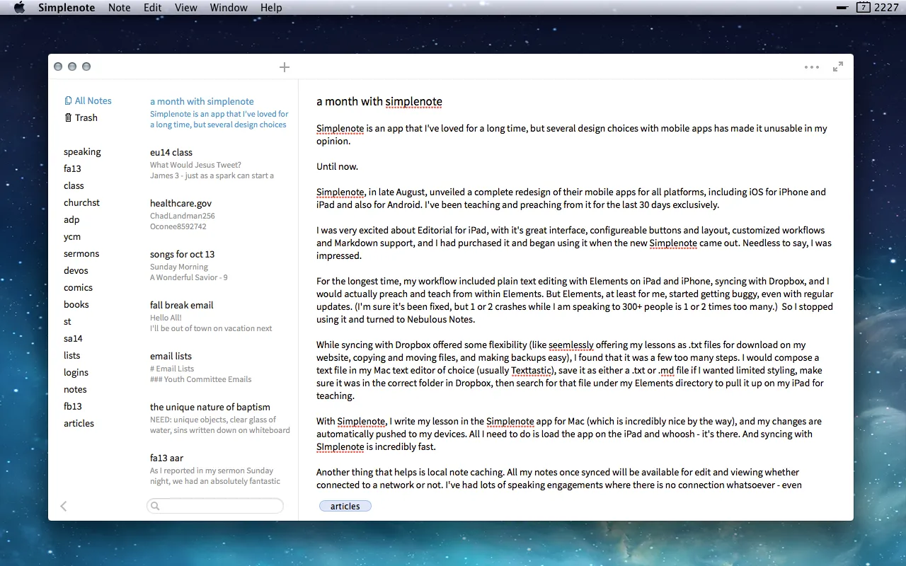 Simplenote Mac app. Click for larger.&nbsp;